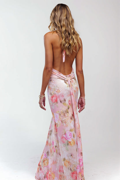 Damen Maxikleid mit schmaler Passform und fließendem Rockdetail