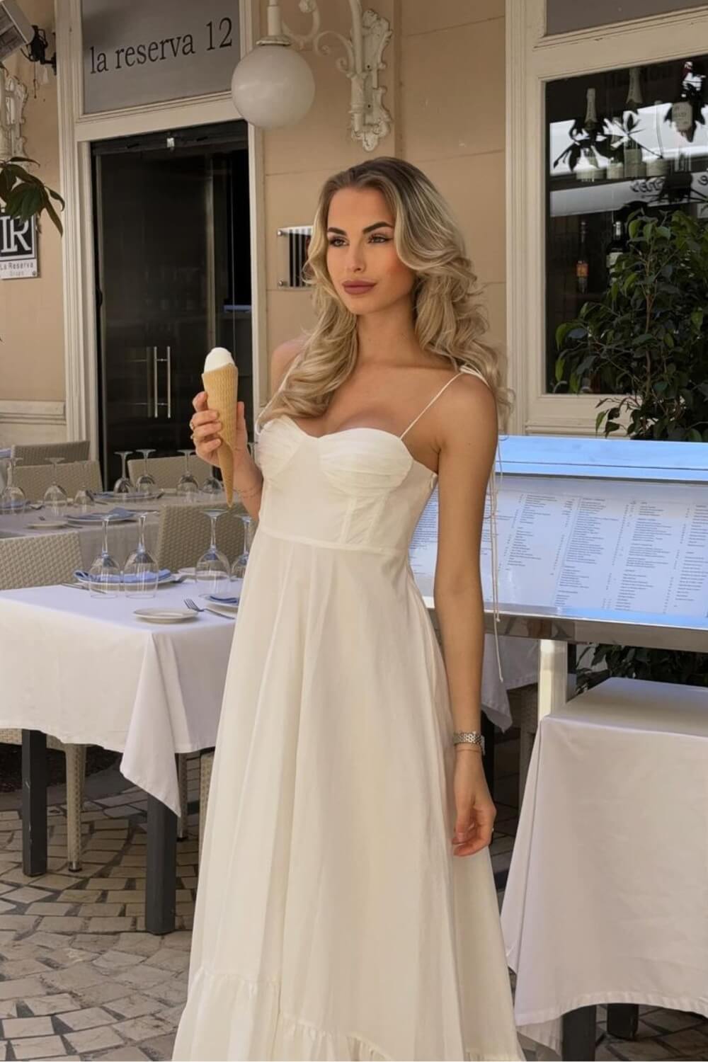 Polyester Knöchellanges langes Kleid Weiß
