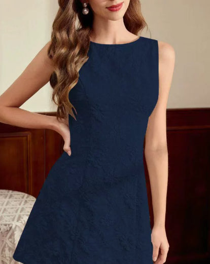 Damen Midikleid Jacquard Floral Ärmellos Elegant