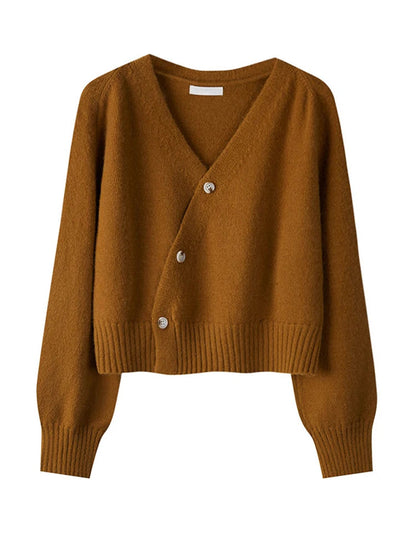 Damen Kaschmir V-Ausschnitt Locker Gestrickter Cardigan