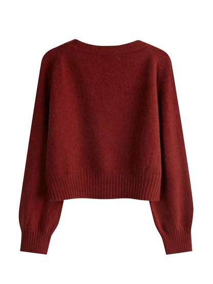 Damen Kaschmir V-Ausschnitt Locker Gestrickter Cardigan