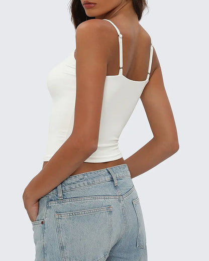 Damen Cami-Top in schlichter Uni-Optik, Seitenansicht