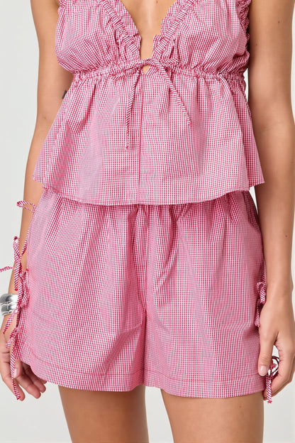Damen High Waist Shorts Mit Streifenprint Und Bindeband