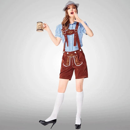 Samt bestickte bayerische Latzhosen traditionell