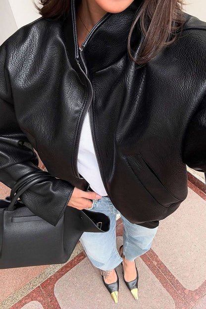 Cropped Kunstlederjacke für moderne Alltagslooks