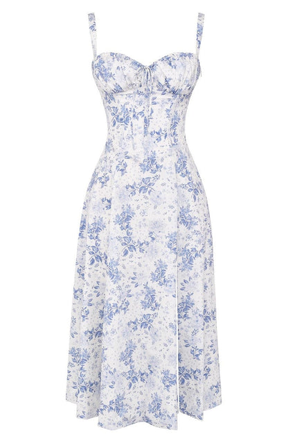 Florales Bustier-Midriff-Cutout-Bodycon-Kleid