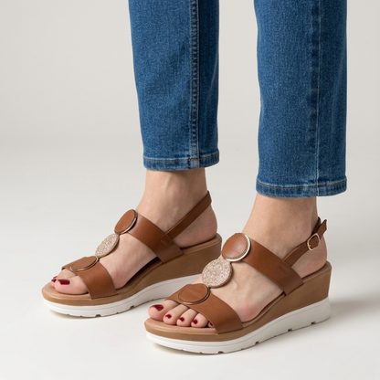 Damen Keilabsatz Komfortsandalen