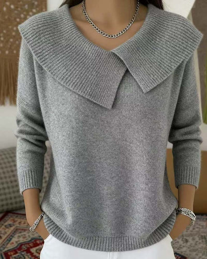 Einfarbiger Pullover Mit Reverskragen