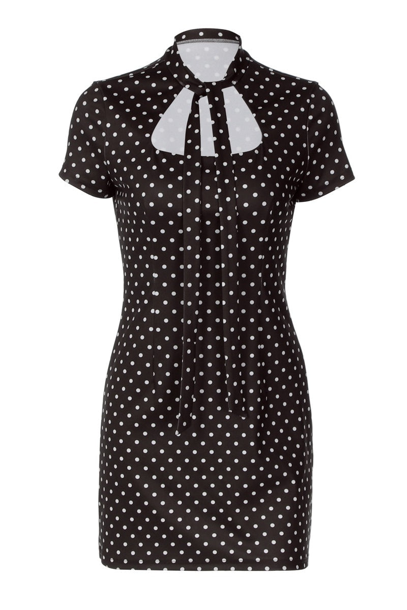 Elegantes Damen-Minikleid mit Polka-Dots in Rückansicht