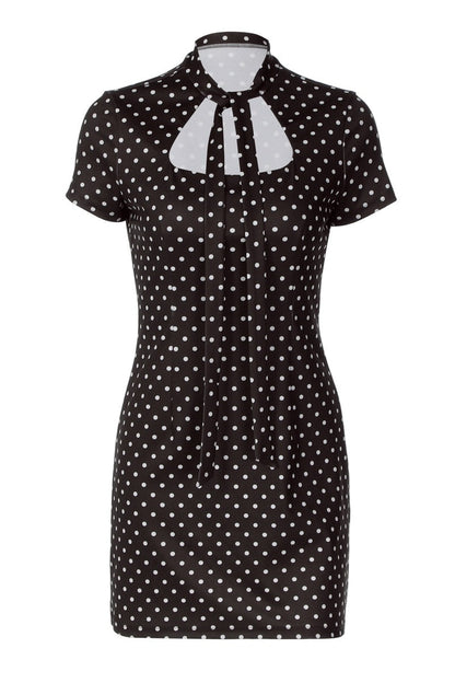 Elegantes Damen-Minikleid mit Polka-Dots in Rückansicht