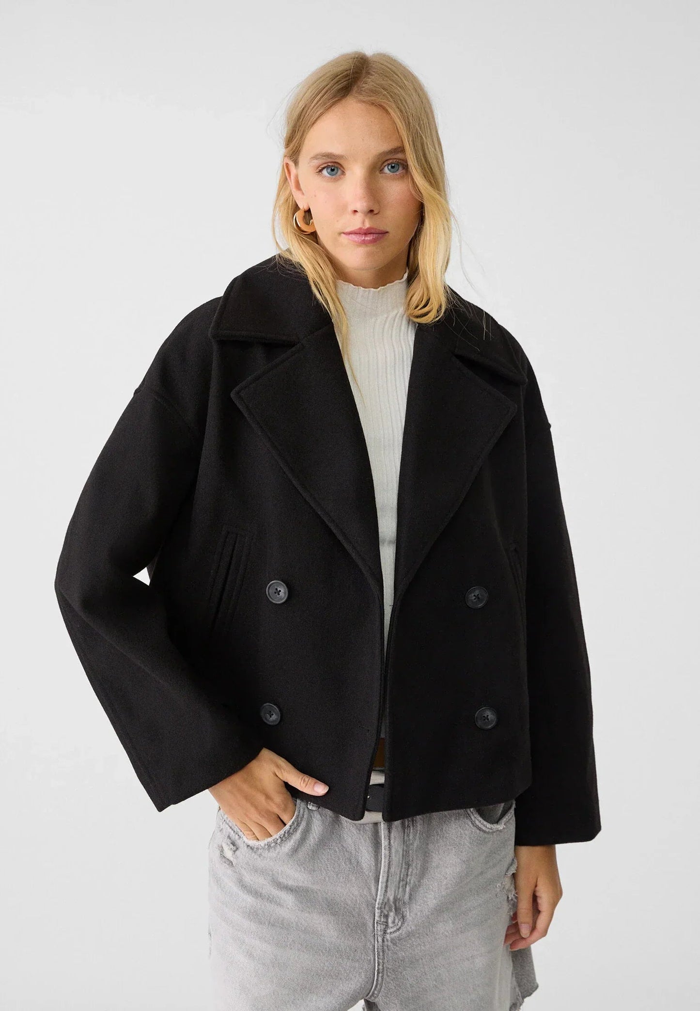 Stylish double-breasted short jacket 