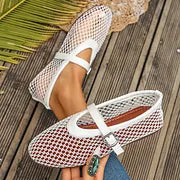 Damen Mary Jane Ballerinas aus Mesh, Detail des Riemchens