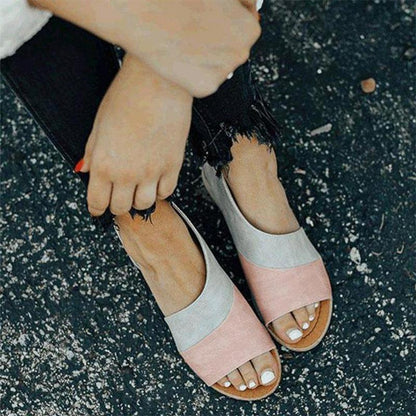 Damen Sandalen mit offener Spitze und zweifarbigem Obermaterial, Rückansicht