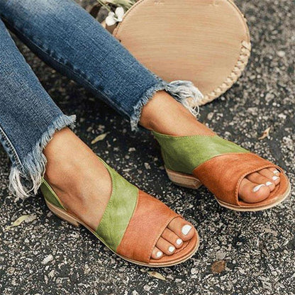 Damen Sommersandalen zweifarbig mit Cut-outs und gepolsterter Innensohle, Paaransicht