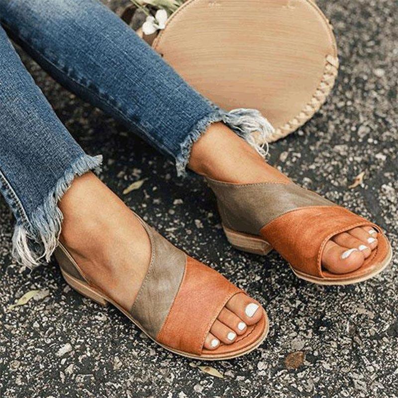 Damen Sandalen in zweifarbigem Design mit Cut-outs und offener Spitze, Vorderansicht