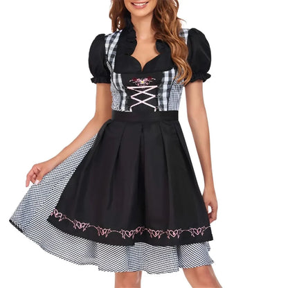 Damen Dirndl Kleid Mit Schnürmieder Im Oktoberfest Stil