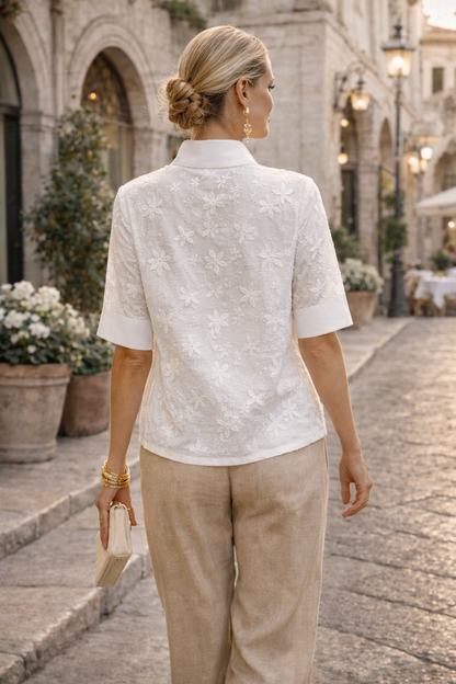 Bluse mit kurzem Arm und Blumenmuster für Damen