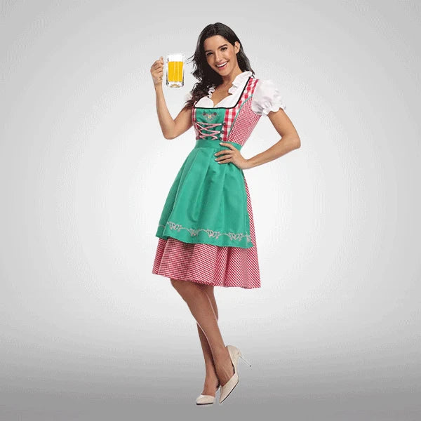 Grünes Kariertes Bayerisches Dirndlkleid