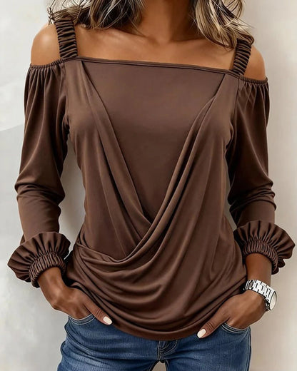 Damen-Off-Shoulder-Top mit voluminösen Puffärmeln in der Vorderansicht