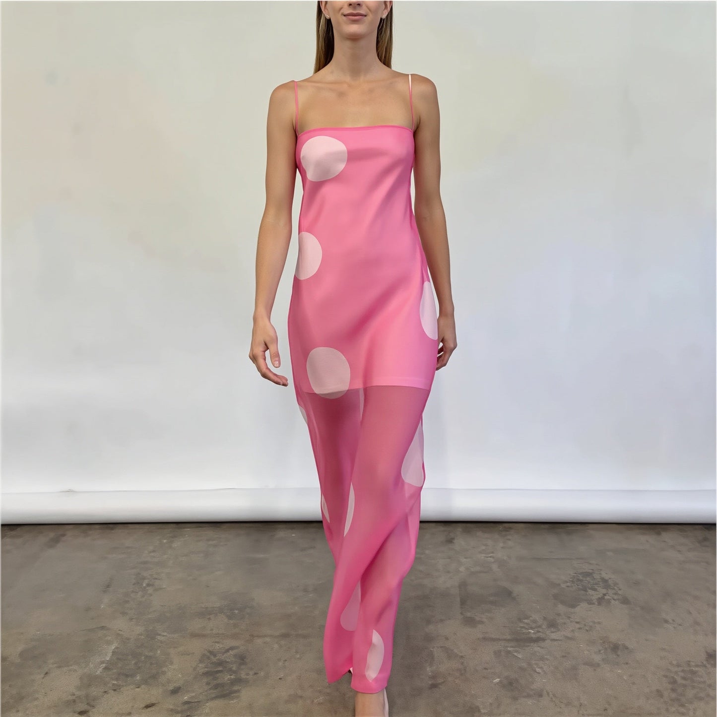 Damen Maxikleid Trägerlos Mit Polka Dot Muster