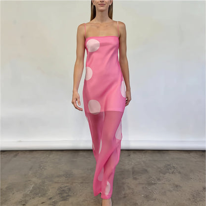 Damen Maxikleid Trägerlos Mit Polka Dot Muster