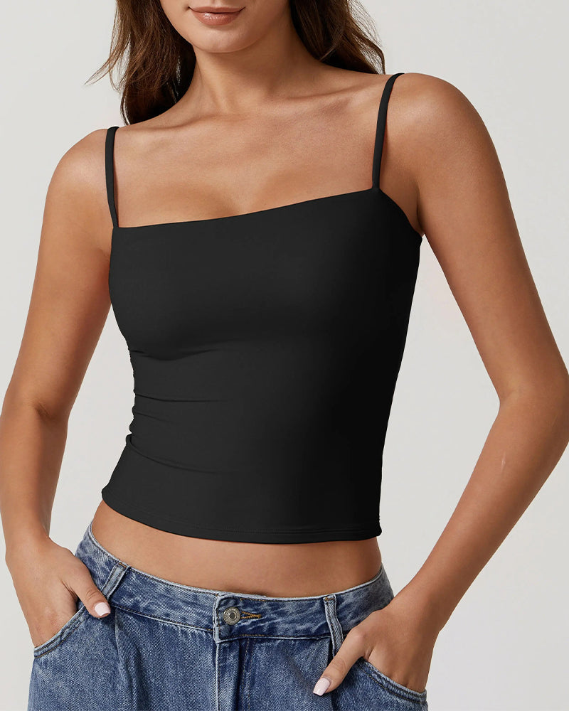 Damen Cami-Top in Uni in Seitenansicht mit schmalen Trägern