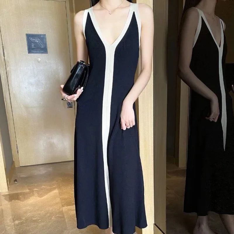 Weiches Strick-Midikleid Schwarz