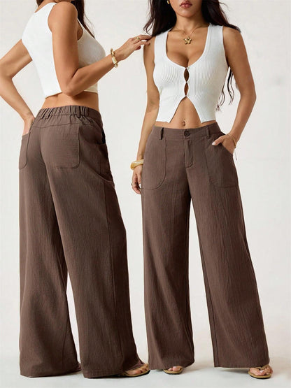 Weite Hose aus Baumwoll-Leinen-Mischung mit hoher Taille