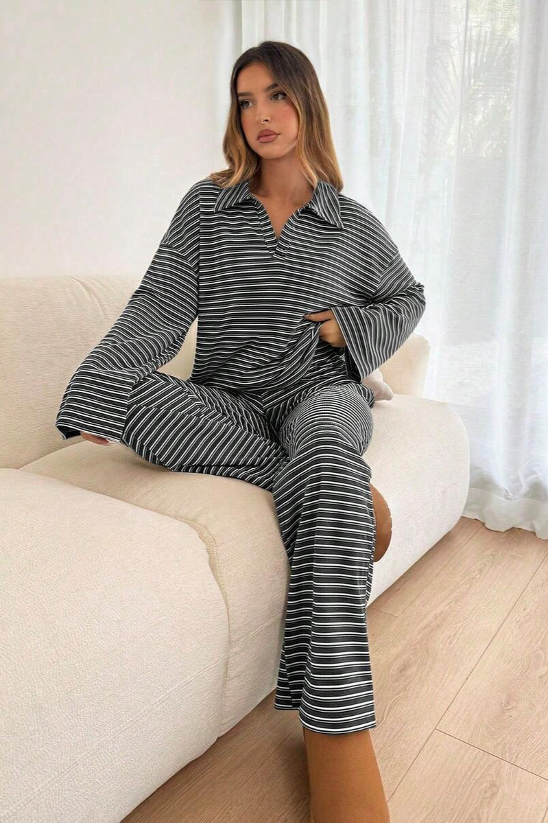 Loungewear-Oberteil mit dekorativen Kontraststreifen
