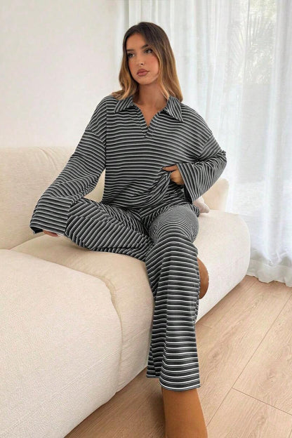 Loungewear-Oberteil mit dekorativen Kontraststreifen