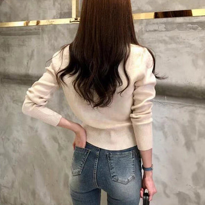 Damen Enganliegender Strick-Cardigan mit Knöpfen