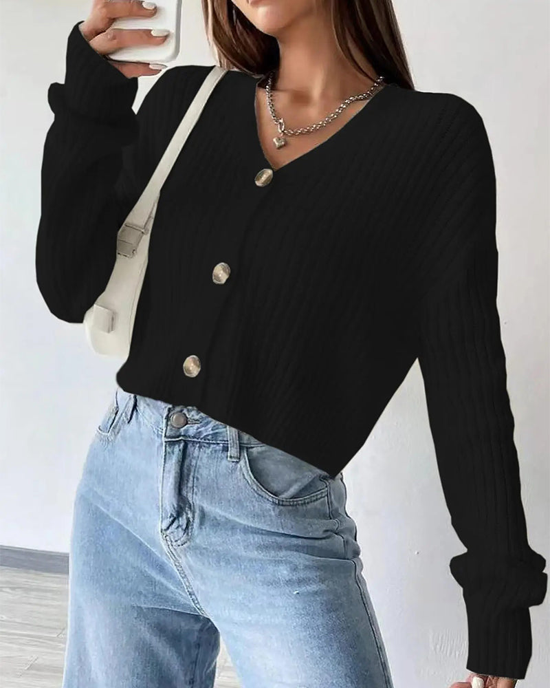 Kurzer Cardigan Mit V-Ausschnitt