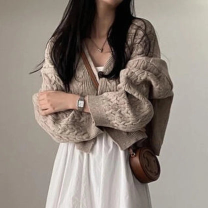 Damen Strickpullover mit V-Ausschnitt und lockerem Sitz