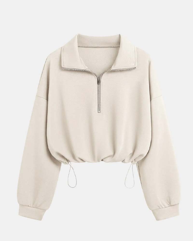 Langarm-Sweatshirt aus Baumwollmix mit praktischem Reißverschluss