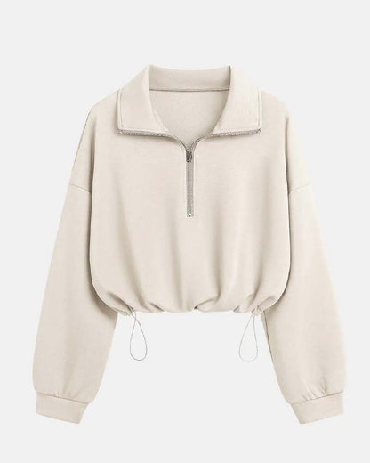 Langarm-Sweatshirt aus Baumwollmix mit praktischem Reißverschluss
