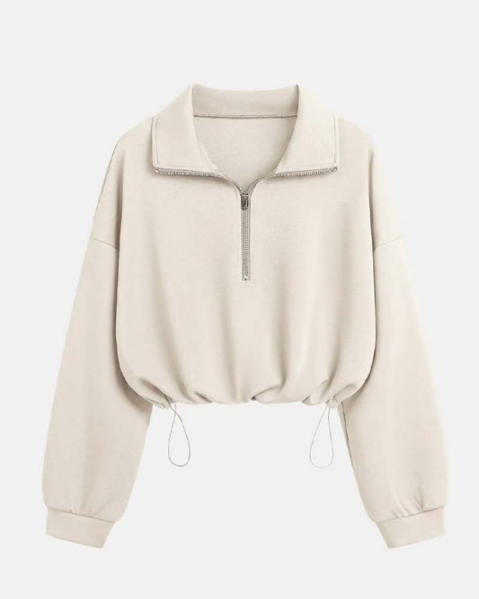 Langarm-Sweatshirt aus Baumwollmix mit praktischem Reißverschluss