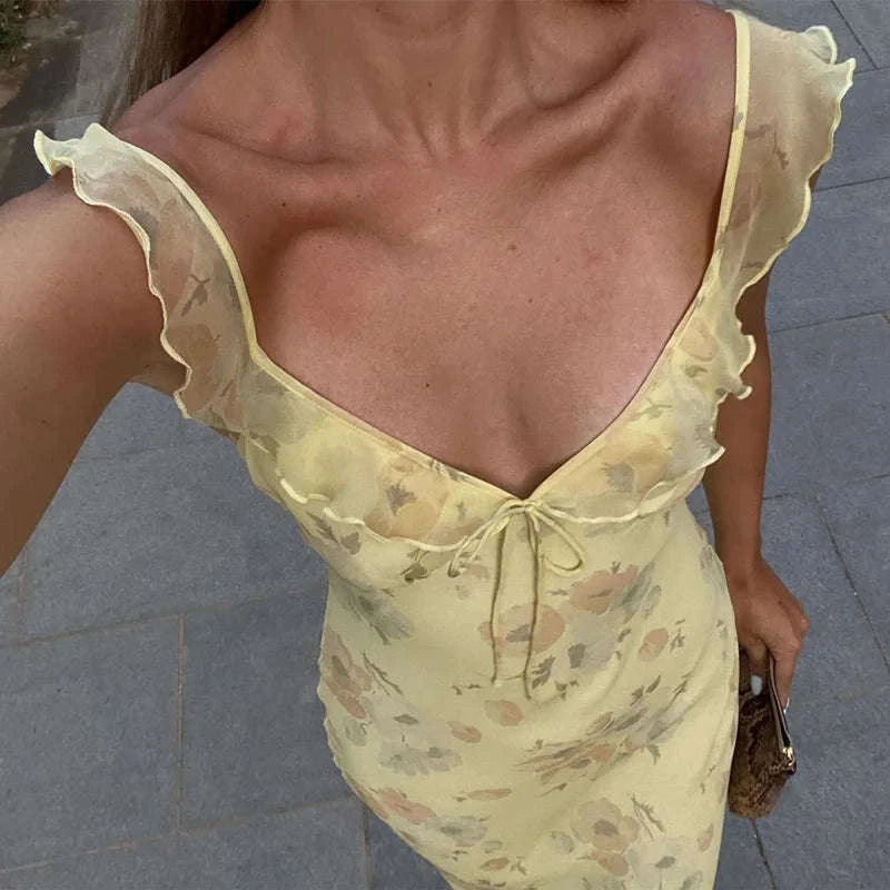 Florales Maxikleid mit tiefem Rückenausschnitt für den Sommer