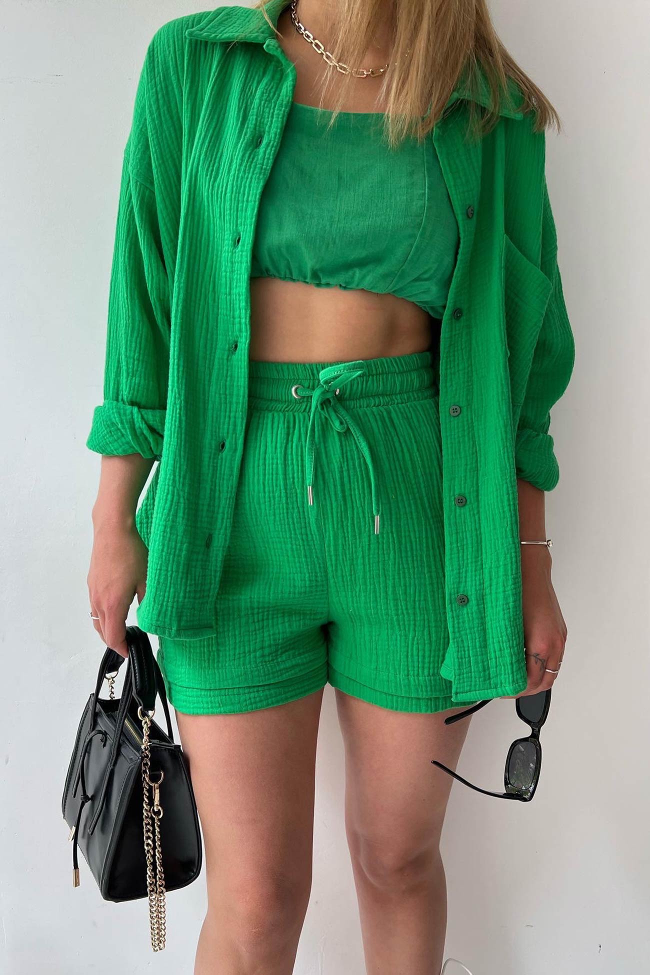 Damenmode Shorts-Set mit Tunnelzugbund und legerer Passform
