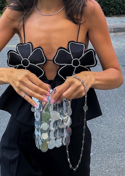 Damen Schwarzes Ärmelloses Arabella Top