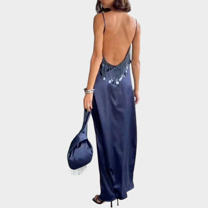 Müheloses V-Ausschnitt Slip-Maxikleid