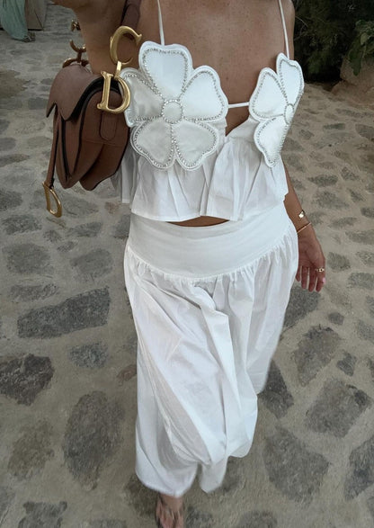 Damen Weiß Elegantes Ärmelloses Arabella Top