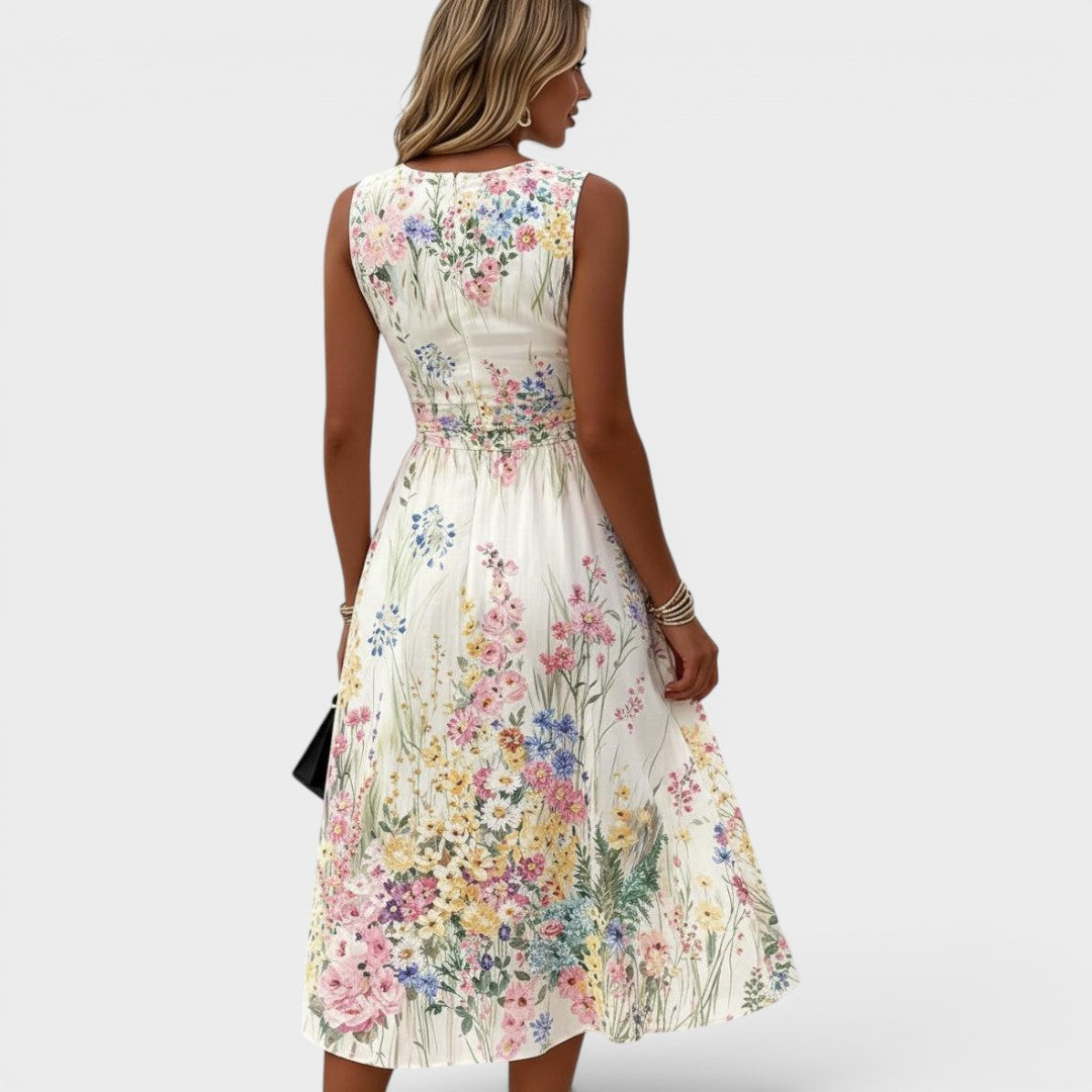 Ärmelloses Midikleid mit floralem Soft-Touch-Material