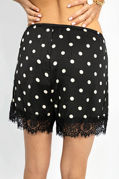 Damen Shorts mit Polka Dot und Spitze aus leichtem Stoff