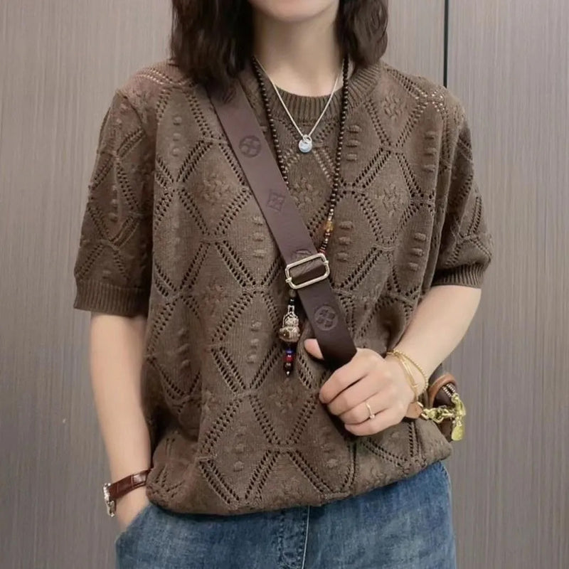 Damen Strickpullover mit Rundhalsausschnitt und lockerer Passform