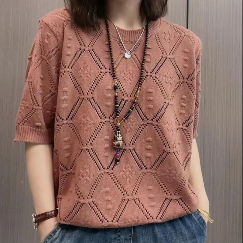 Damen Strickpullover Mit Rundhalsausschnitt Lockere Passform