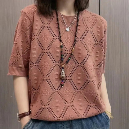 Damen Strickpullover Mit Rundhalsausschnitt Lockere Passform