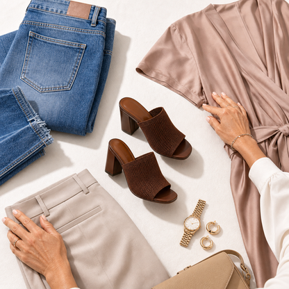 Damen Pumps mit bequemem Blockabsatz und klassischem Design aus verschiedenen Winkeln