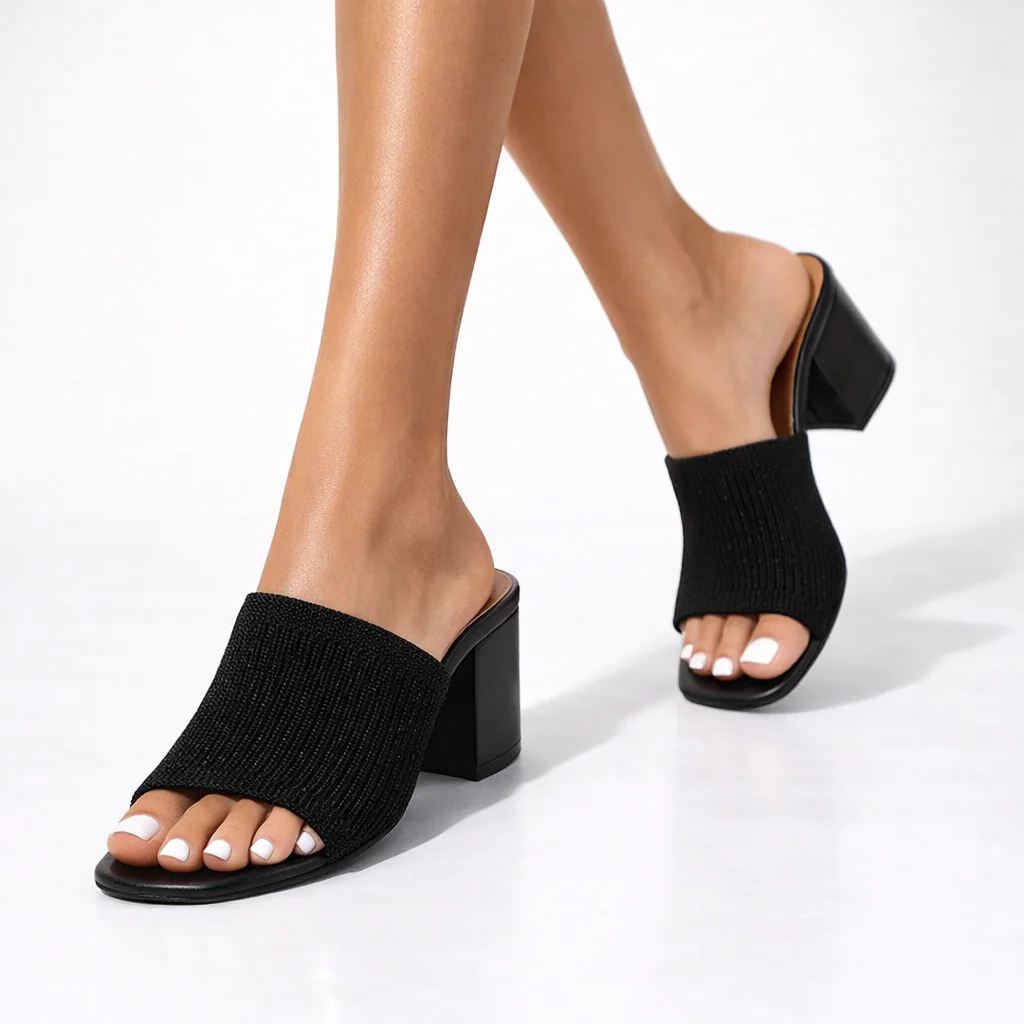 Damen Pumps mit Blockabsatz und weichem Obermaterial in eleganter Seitenansicht