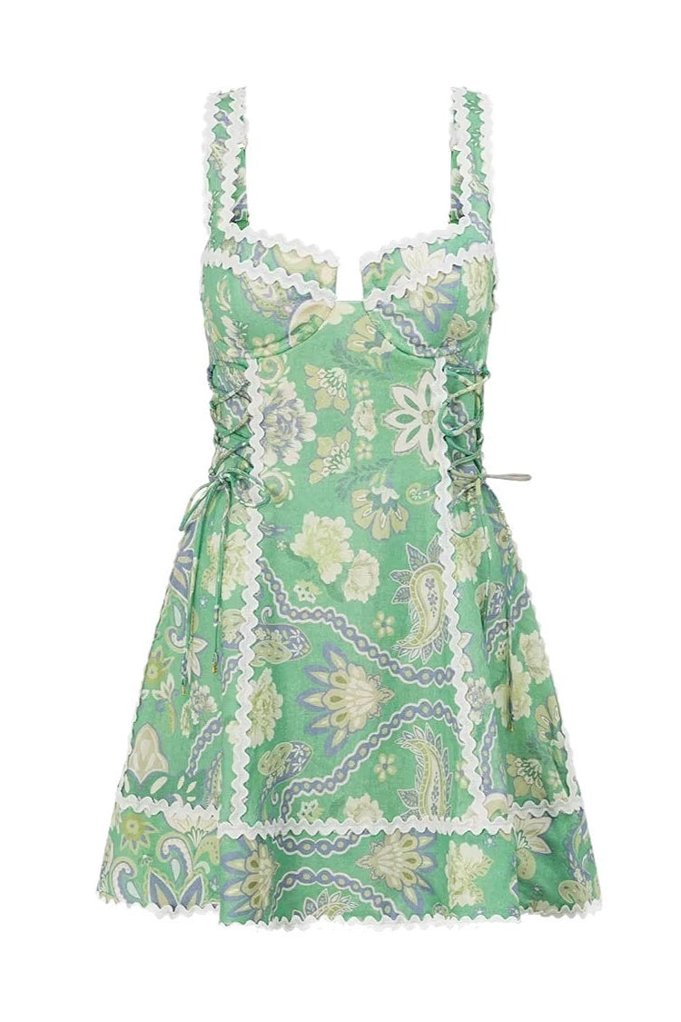 Damen Boho-Minikleid mit Spaghettiträgern in luftigem sommerlichem Look