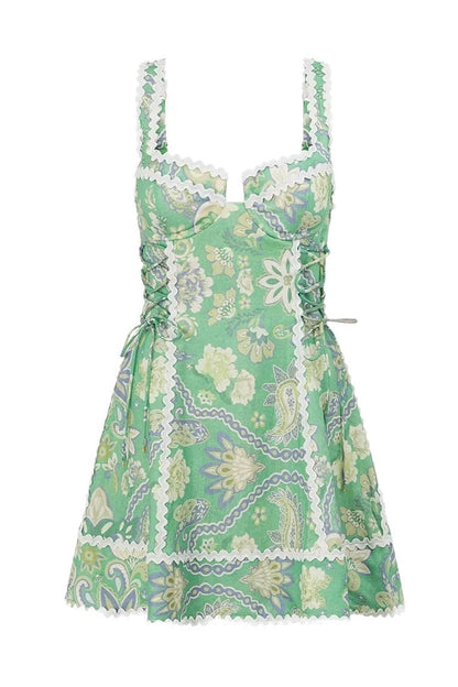 Damen Boho-Minikleid mit Spaghettiträgern in luftigem sommerlichem Look